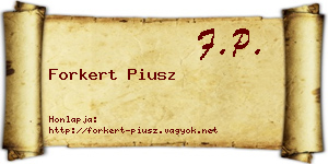Forkert Piusz névjegykártya